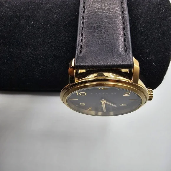Coach Mens Harrison Watch Gold Tone Black Leather Strap 42mm 14602545 - Picture 4 of 9